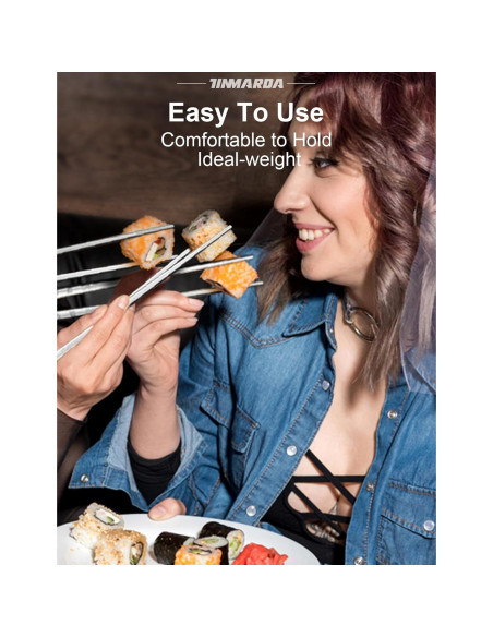 Palillos de Metal Reutilizables TINMARDA 5 Pares Acero Inoxidable Palillos de Metal Reutilizables TINMARDA 5 Pares Acero Inoxidable