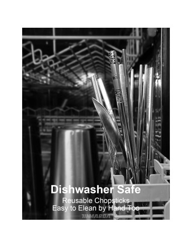 Palillos de Metal Reutilizables TINMARDA 5 Pares Acero Inoxidable