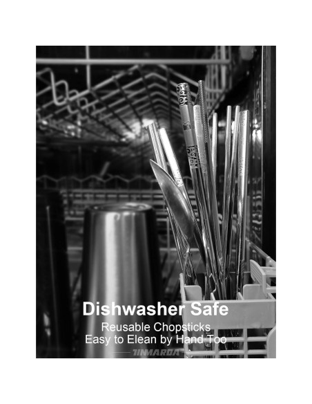 Palillos de Metal Reutilizables TINMARDA 5 Pares Acero Inoxidable Palillos de Metal Reutilizables TINMARDA 5 Pares Acero Inoxidable