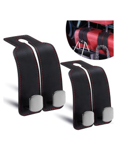 Gancho para bolso de coche DYREOOE - Doble gancho negro 2 unidades