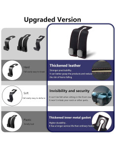 Gancho para bolso de coche DYREOOE - Doble gancho negro 2 unidades 2