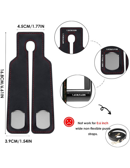 Gancho para bolso de coche DYREOOE - Doble gancho negro 2 unidades