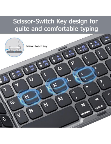 Teclado Bluetooth Plegable KUNSI con Touchpad - Gris