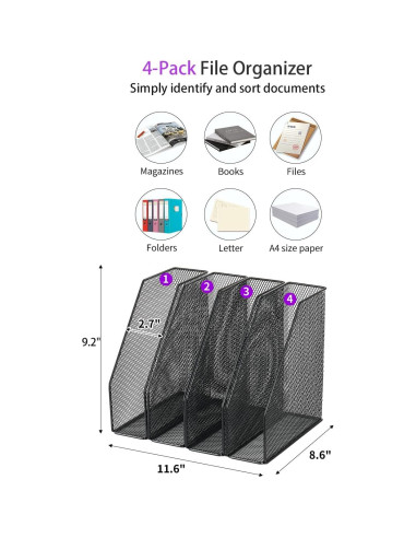 Organizador de Escritorio AUPSEN 4-Pack Malla Negro 9,07 kg
