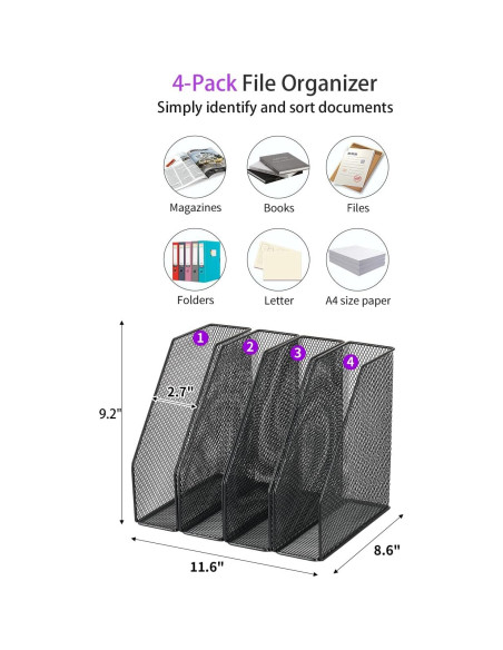 Organizador de Escritorio AUPSEN 4-Pack Malla Negro 9,07 kg