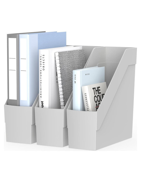 Organizador de Revistas 3 Pack Delifox Gris Plástico