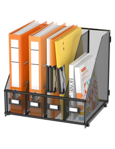 Soporte de Revistas DALTACK Negro - Organizador de Escritorio 4 Compartimentos