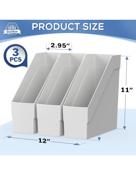 Organizador de Revistas 3 Pack Delifox Gris Plástico