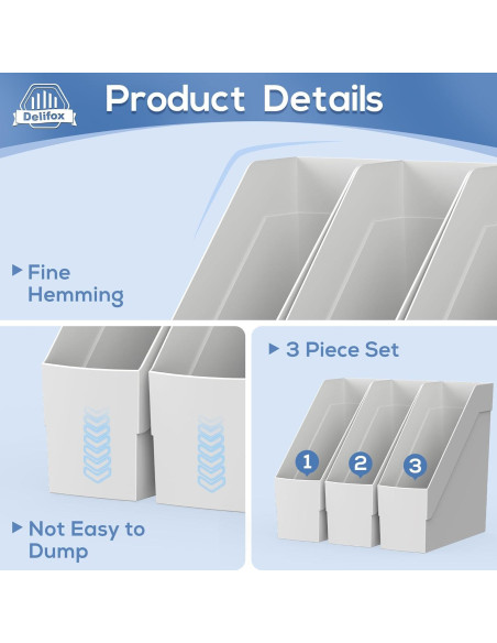 Organizador de Revistas 3 Pack Delifox Gris Plástico