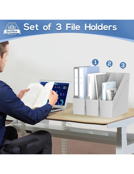 Organizador de Revistas 3 Pack Delifox Gris Plástico