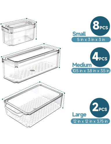 14 Organizadores de Refrigerador NISILIN Apilables BPA Libre