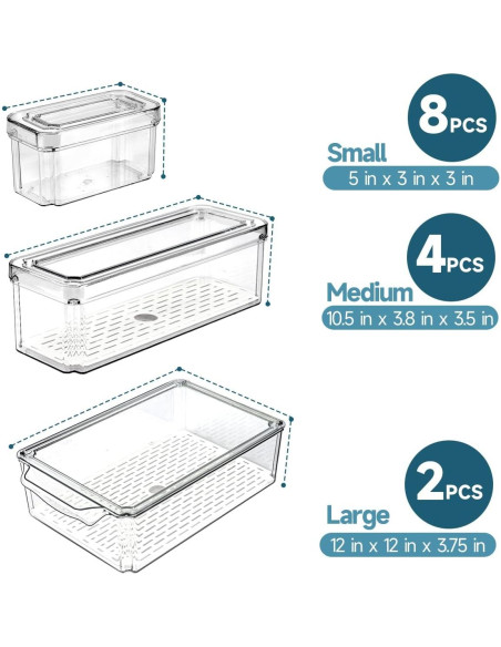 14 Organizadores de Refrigerador NISILIN Apilables BPA Libre 14 Organizadores de Refrigerador NISILIN Apilables BPA Libre