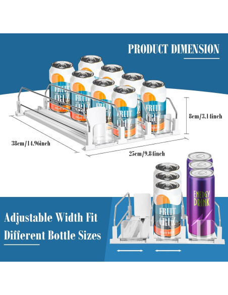 Organizador de Bebidas asika para Nevera 3 Filas Ajustable