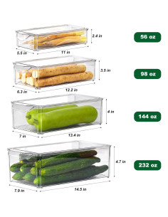 Conjunto de 4 Organizadores de Refrigerador Taiuloo 2.48kg 2