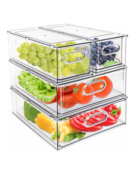 Eanpet 4 Contenedores Organizadores Apilables para Refrigerador