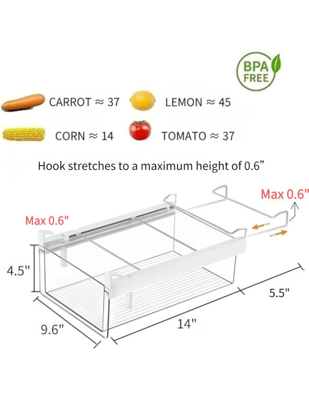 Organizador de Cajones de Refrigerador Vacane XL 49,5 cm