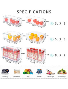Eanpet 4 Contenedores Organizadores Apilables para Refrigerador 2