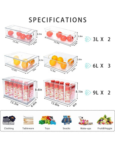 Eanpet 4 Contenedores Organizadores Apilables para Refrigerador