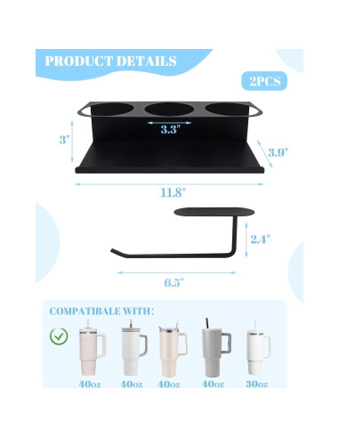 Organizador Magnético para Tazas Stanley 2PCS Negro