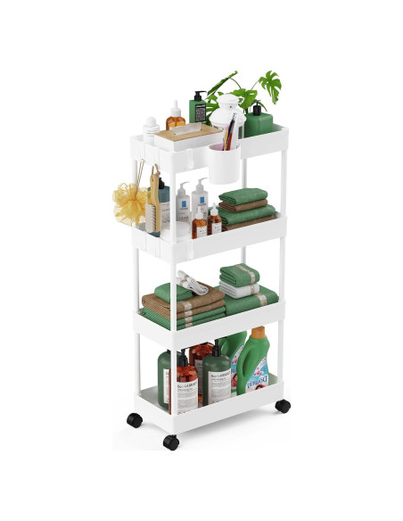 Carro de Almacenamiento Deslizante LEHOM 4 Niveles Blanco