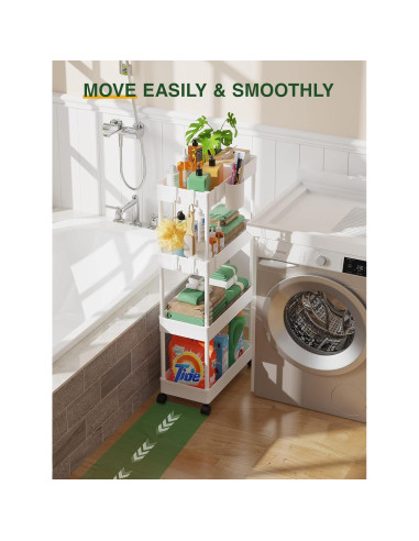 Carro de Almacenamiento Deslizante LEHOM 4 Niveles Blanco