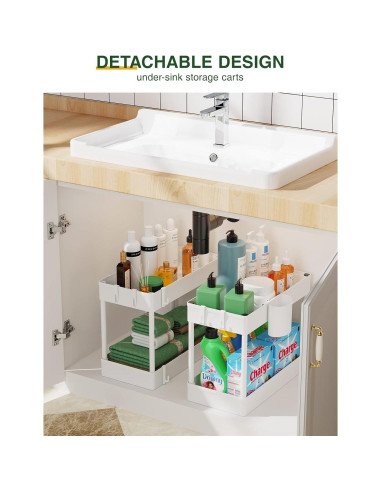 Carro de Almacenamiento Deslizante LEHOM 4 Niveles Blanco