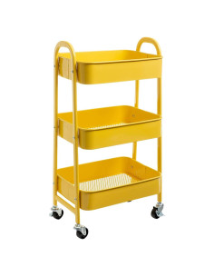 Carro de Maquillaje AGTEK Amarillo 3 Niveles Metal 69.85 cm