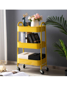 Carro de Maquillaje AGTEK Amarillo 3 Niveles Metal 69.85 cm 2