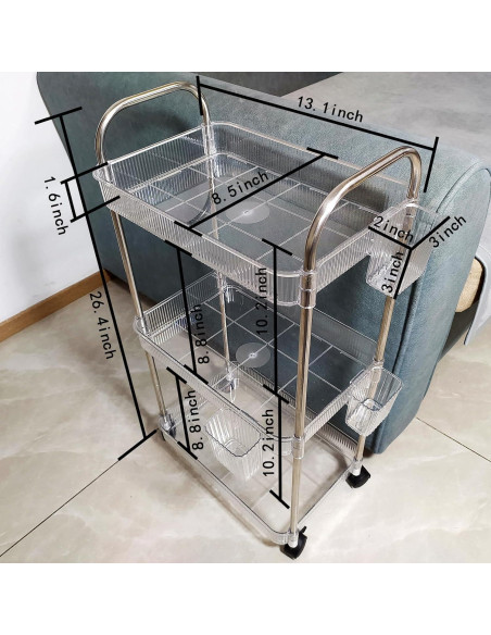 Carro de Almacenamiento Rodante TENBOAT 3 Niveles Transparente Carro de Almacenamiento Rodante TENBOAT 3 Niveles Transparente