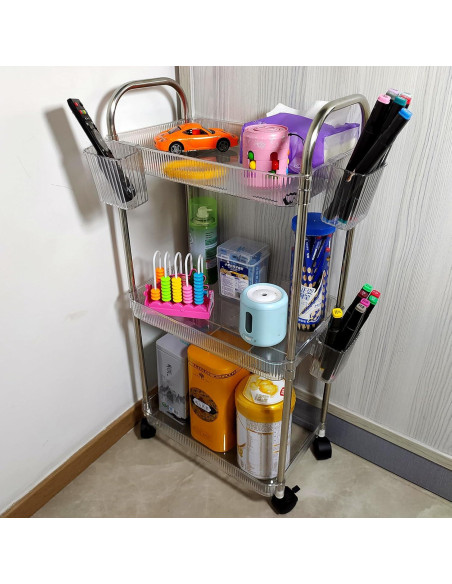 Carro de Almacenamiento Rodante TENBOAT 3 Niveles Transparente Carro de Almacenamiento Rodante TENBOAT 3 Niveles Transparente