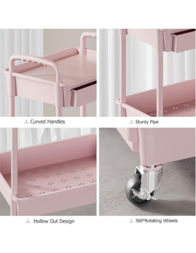 Carro Rodante de Almacenamiento LLMRR 4 Niveles Rosa