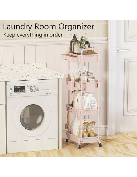 Carro Rodante de Almacenamiento LLMRR 4 Niveles Rosa