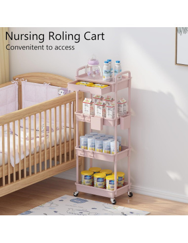 Carro Rodante de Almacenamiento LLMRR 4 Niveles Rosa