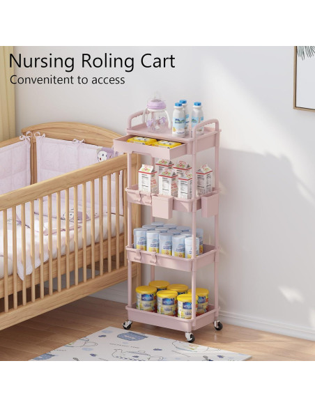 Carro Rodante de Almacenamiento LLMRR 4 Niveles Rosa