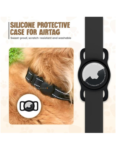 Soporte para Collar de Perro Turtle Den AirTag 2 Piezas Negro