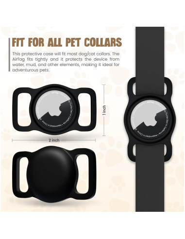 Soporte para Collar de Perro Turtle Den AirTag 2 Piezas Negro
