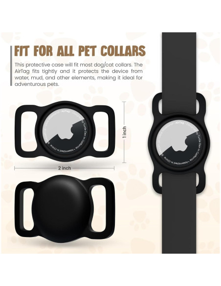 Soporte para Collar de Perro Turtle Den AirTag 2 Piezas Negro