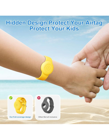 Pulsera AirTag Impermeable Niños HLHGR 2 Piezas Rosa Amarillo