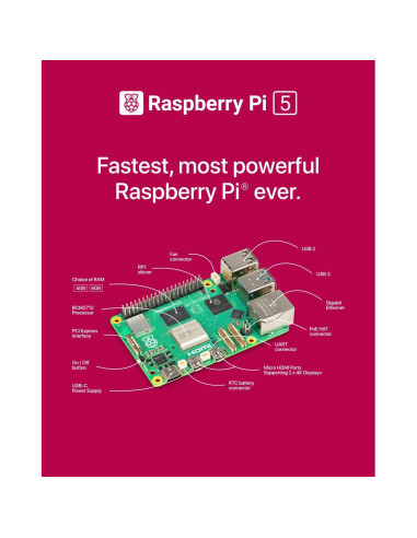 Kit Raspberry Pi 5 Argon Poly+5 8GB con Enfriador y Fuente 27W