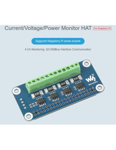 Monitor HAT de Corriente y Potencia Waveshare 4 Canales I2C 2