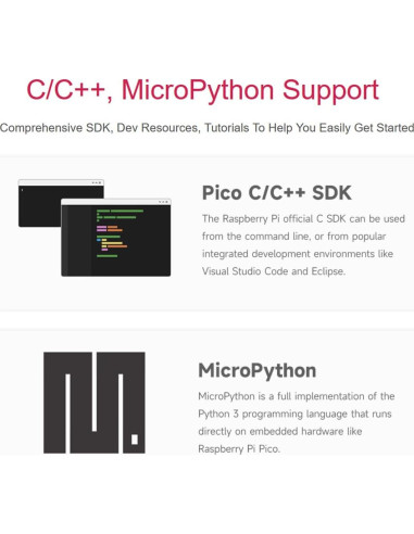 Placa Microcontrolador Raspberry Pi Pico 2 Pre-soldada 150 MHz