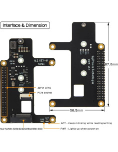 Geekworm X1015 PCIe a M.2 HAT para Raspberry Pi 5 con Enfriador 2