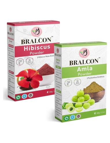 Combo Polvo Amla Orgánico y Hibisco 200g - Cuidado Cabello y Piel