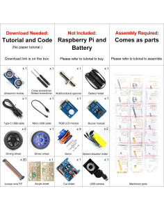 Kit Coche Inteligente Freenove para Raspberry Pi 5/4B/3B+ - Modo Video/Radar 2