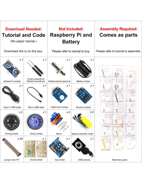 Kit Coche Inteligente Freenove para Raspberry Pi 5/4B/3B+ - Modo Video/Radar