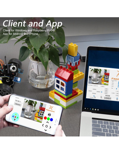 Kit Coche Inteligente Freenove para Raspberry Pi 5/4B/3B+ - Modo Video/Radar