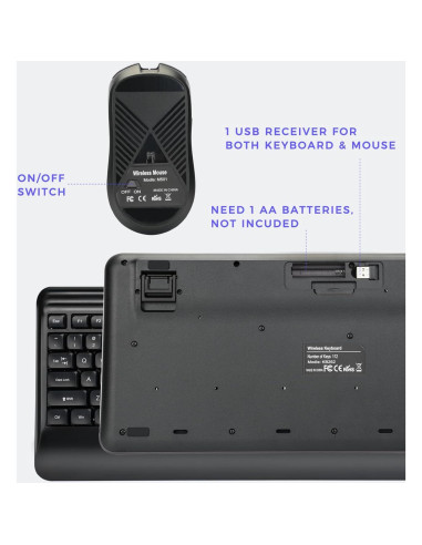 Combo Teclado y Ratón Inalámbricos KOPJIPPOM Silencioso