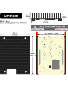 Disipador de Aluminio Geekworm C519 para Raspberry Pi CM5 15mm 2