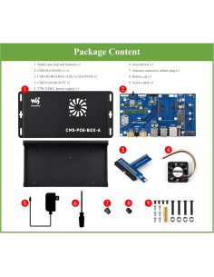 Kit Compute Module 5 Wonrabai con Placa IO y PoE, Ventilador 2