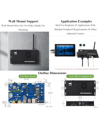 Kit Compute Module 5 Wonrabai con Placa IO y PoE, Ventilador